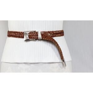 Womens Braided Belt Medium Waist Medium Width Silver Tone Hardware